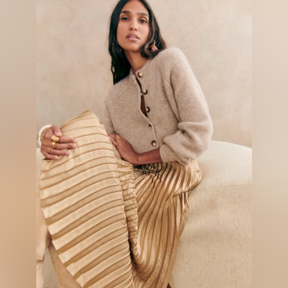 Sézane Othello Cardigan Sweater Light Beige